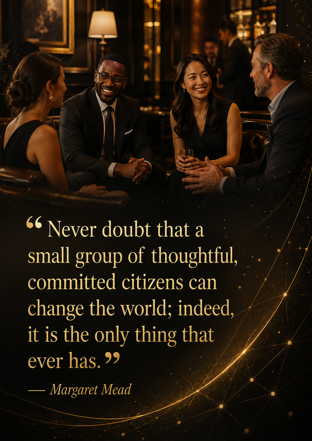 Fortuna members — a small group of thoughtful, committed people gathered in an elegant setting